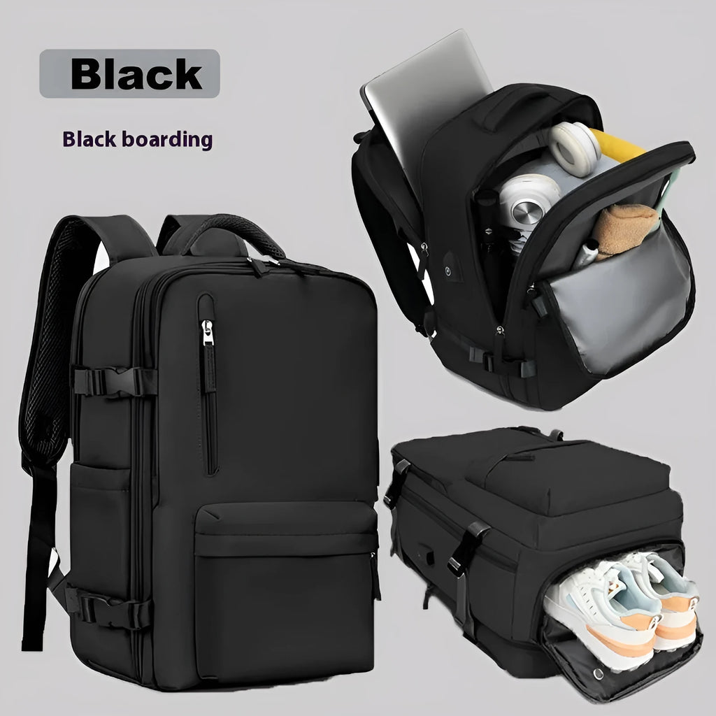 Women's oversized waterproof Oxford cloth backpack with curved shoulder straps in light grey colour