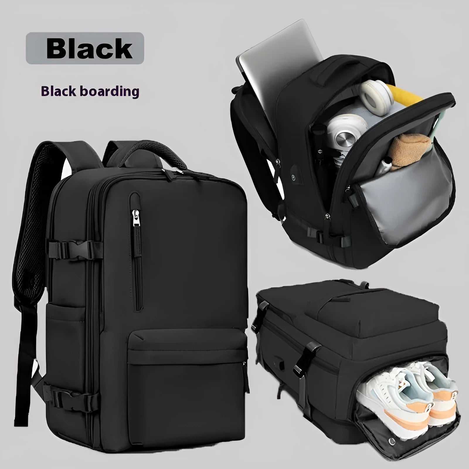Women's oversized waterproof Oxford cloth backpack with curved shoulder straps in light grey colour