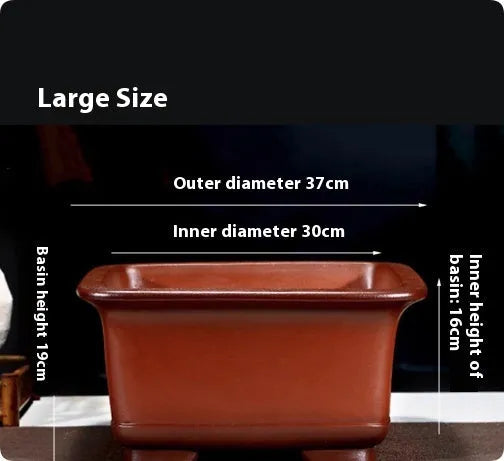 Large antique Chinese style purple clay flower pot for indoor plants and bonsai trees