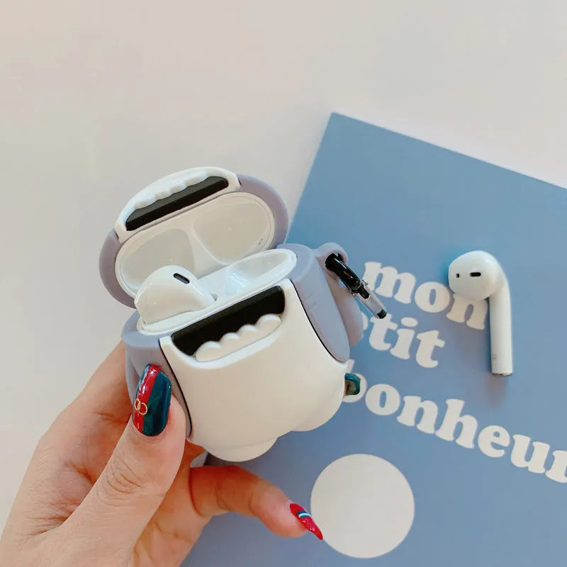 Shark design silicone protective cover for Apple AirPods 1 and 2 charging case