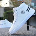 Men's casual shoes in artificial PU, shown in white black and white blue colourways, sizes 39 to 44