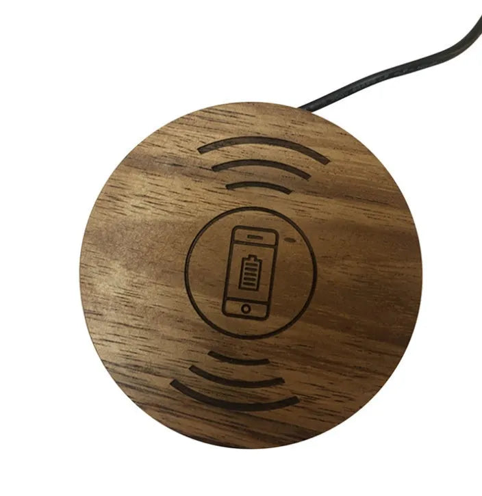 Black 60mm round wireless charger for embedded furniture installation
