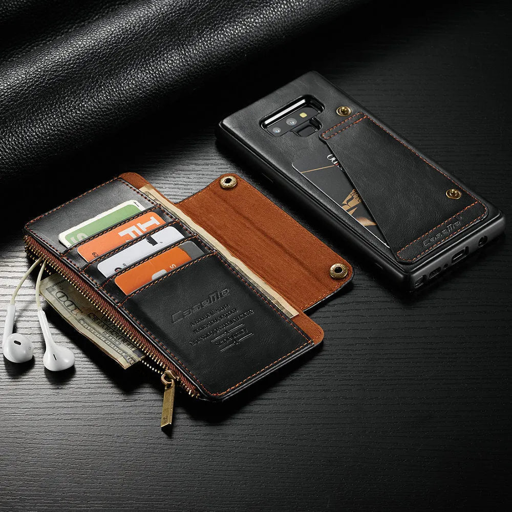 Samsung Galaxy Note 9 flip wallet case in PU leather with card slots and magnetic closure