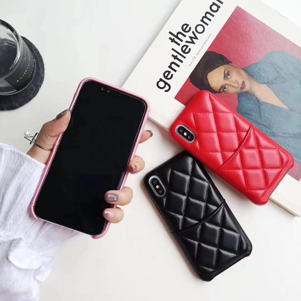 Black leather iPhone case compatible with iPhone XS Max and older models