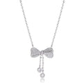 S925 sterling silver necklace with bow pendant on adjustable 40-45cm O-ring chain
