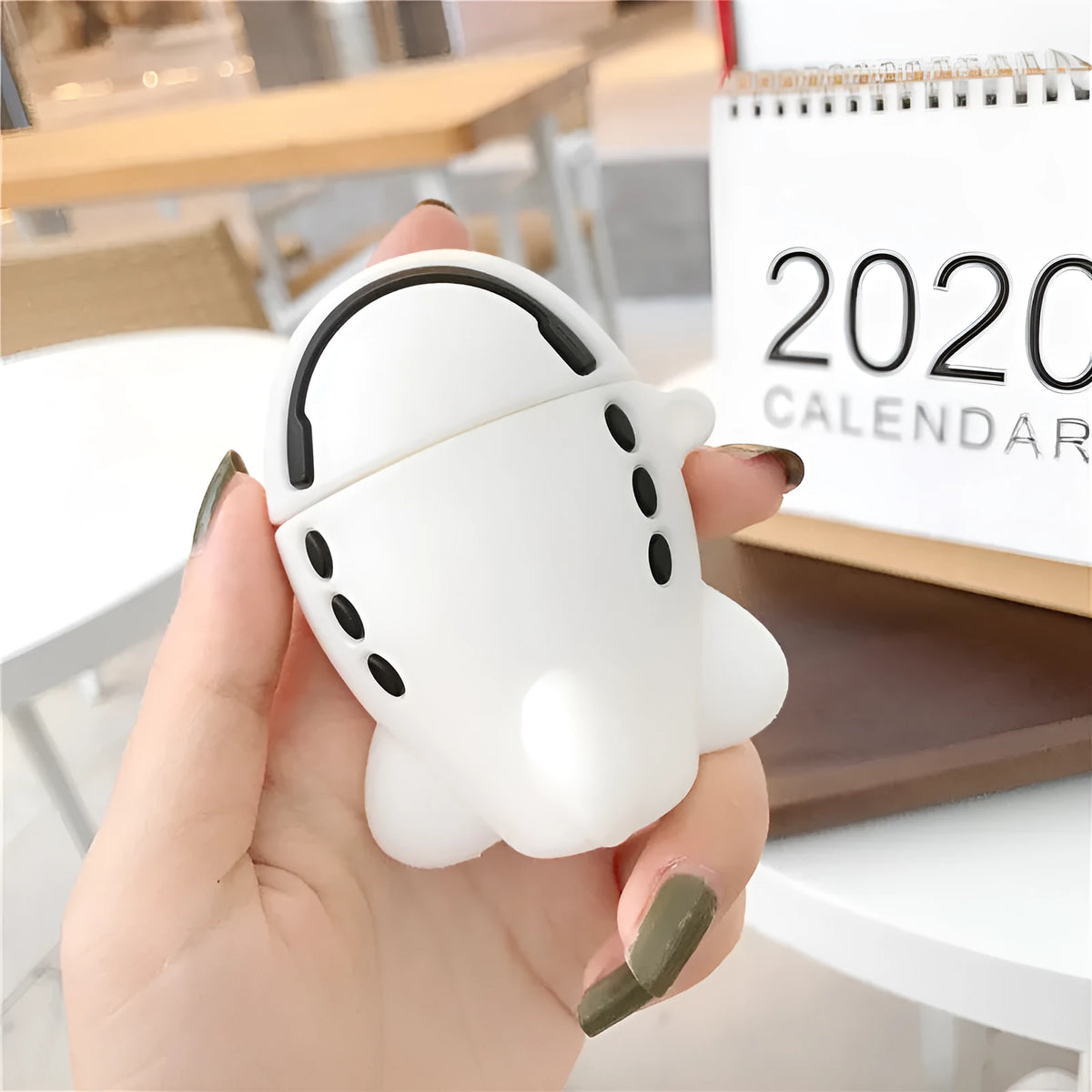 Silicone flip case with airplane headset design for AirPods 1st and 2nd generation with carrying hook