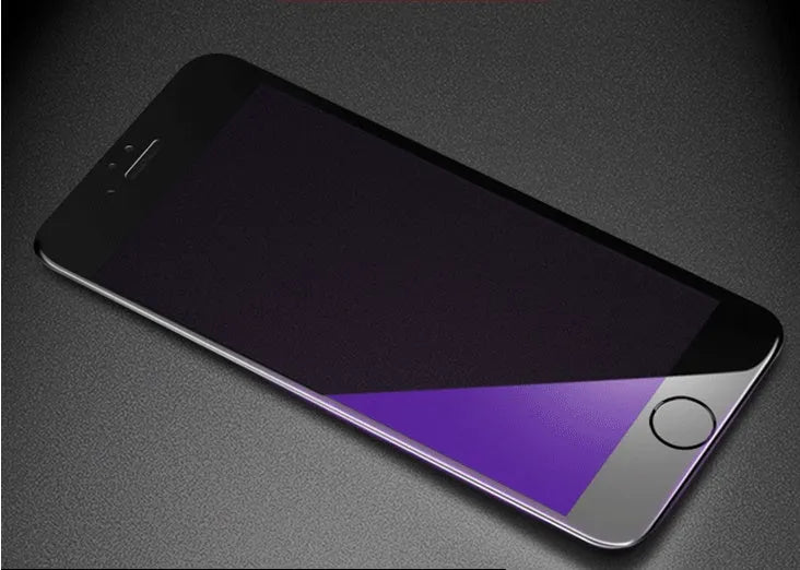 Tempered glass screen protector with carbon fibre soft edge for iPhone models.