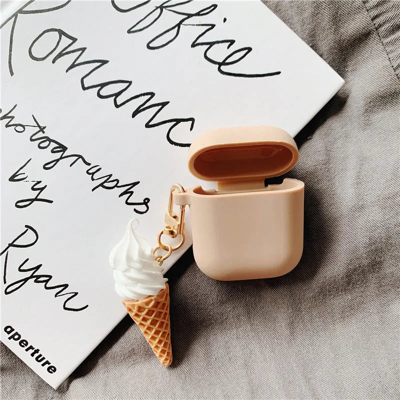 Silicone AirPods 2 case protector with Cylinder Ice Cream decorative design