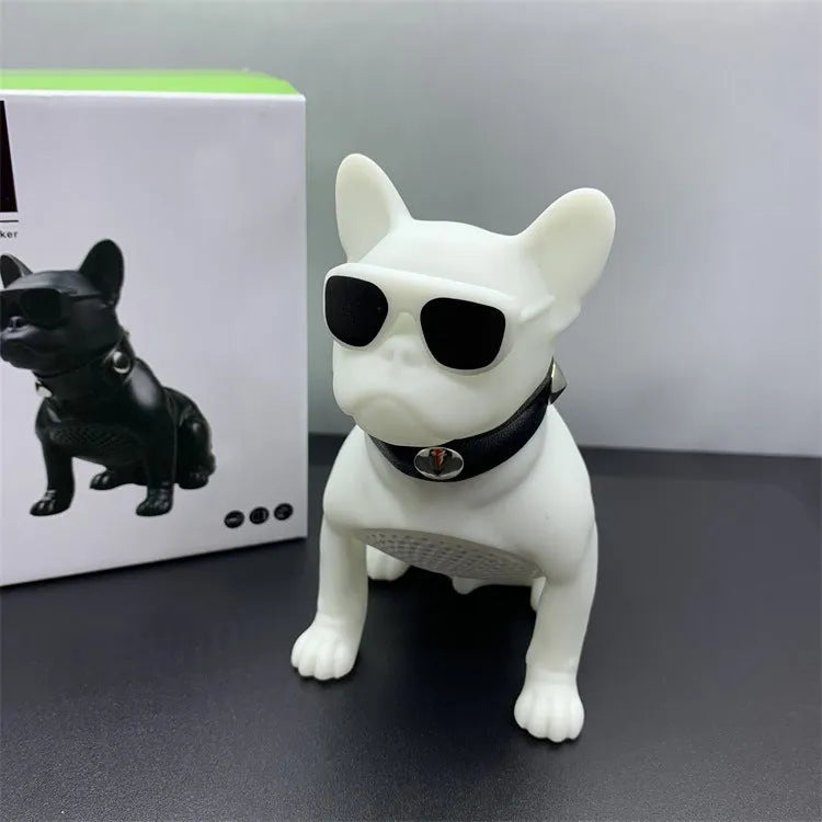 Mini full body bulldog-shaped Bluetooth speaker in black, red, or white colour.