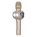Yaerjia E108 wireless karaoke microphone with integrated speaker in black, gold, or pink colour.