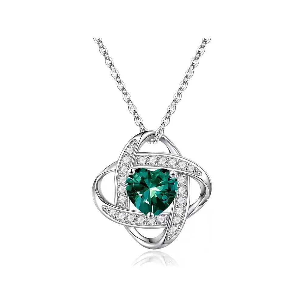 Women's copper necklace with heart pendant in electroplated platinum-toned colours