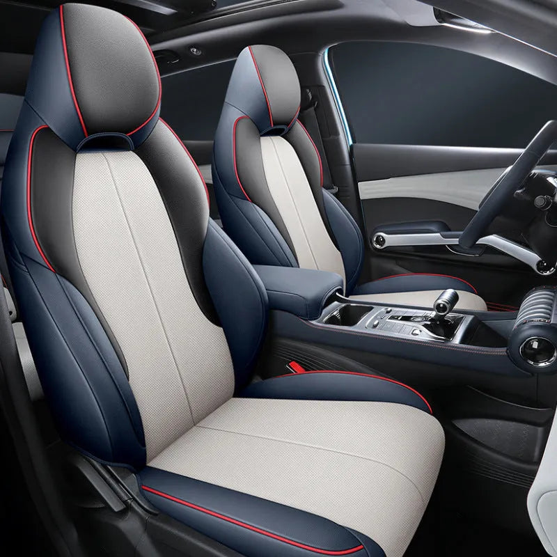 BYD Yuan PLUS car seat cushion cover in green, shown fitted to a car seat.