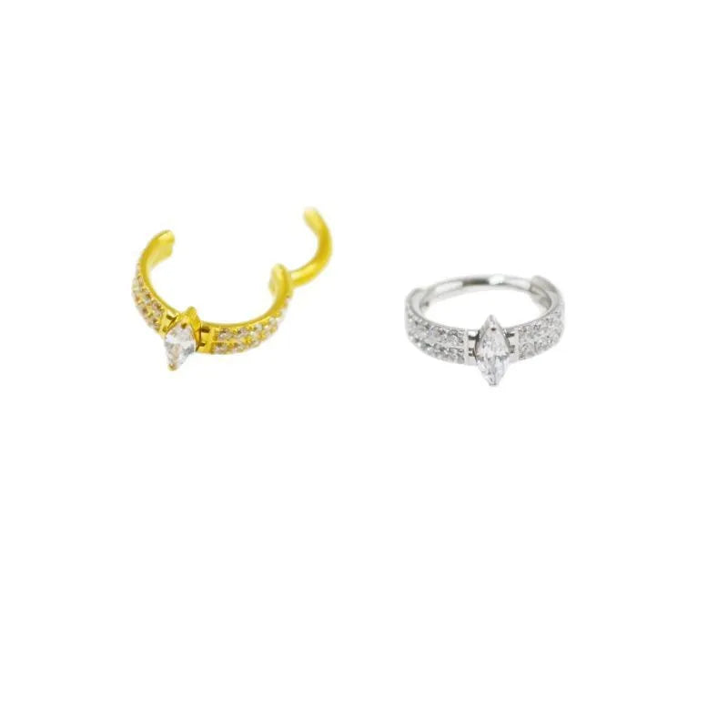 Heart-shaped zircon earrings for women in gold or silver 316 titanium steel