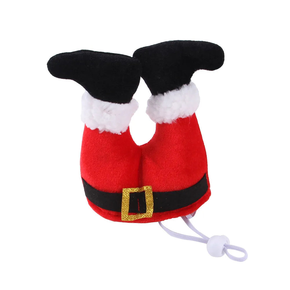 Red polyester Christmas pet hat for small dogs and cats, one size 20 x 17 x 5 cm with tie-dye finish.