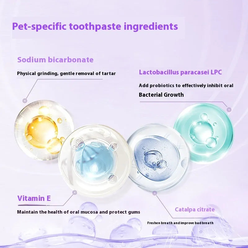 White pet toothbrush pen with applicator brush for dog and cat teeth cleaning.