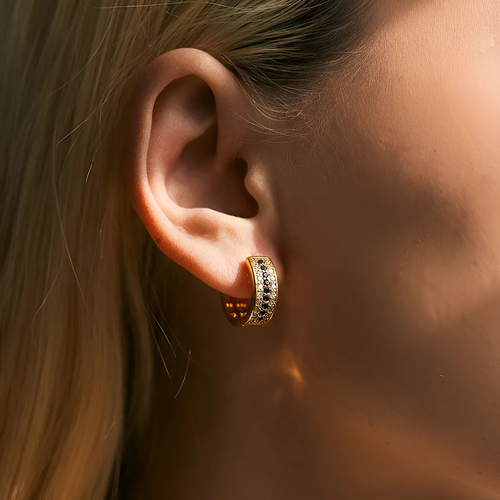 Round geometric women's earrings with copper construction and drop style design