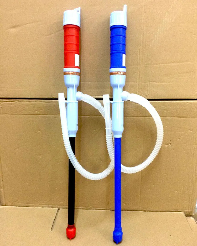 Blue manual siphon pump for fuel oil gasoline and water transfer