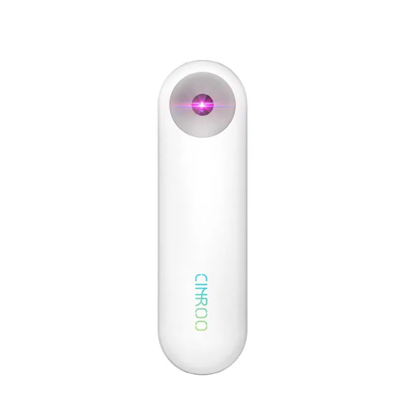 White portable ultraviolet sterilizer lamp showing compact dimensions with disinfection light angle indicator