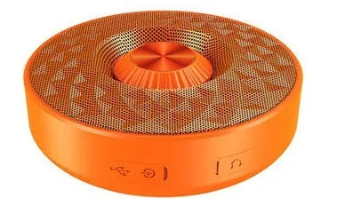 Mini portable Bluetooth wireless speaker in black, orange, or silvery white colour.