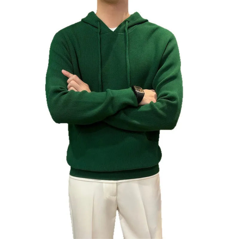 Lazy and slightly loose knitted sweater in green, black, or gray, slim fit pullover with long sleeves, sizes M-3XL