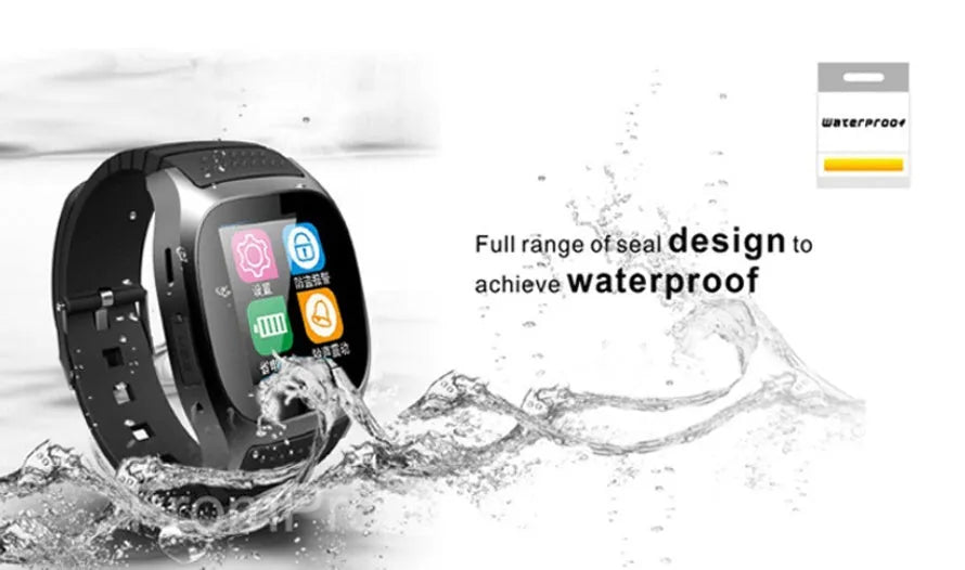 Black Bluetooth smart sports watch showing notification screen on wrist