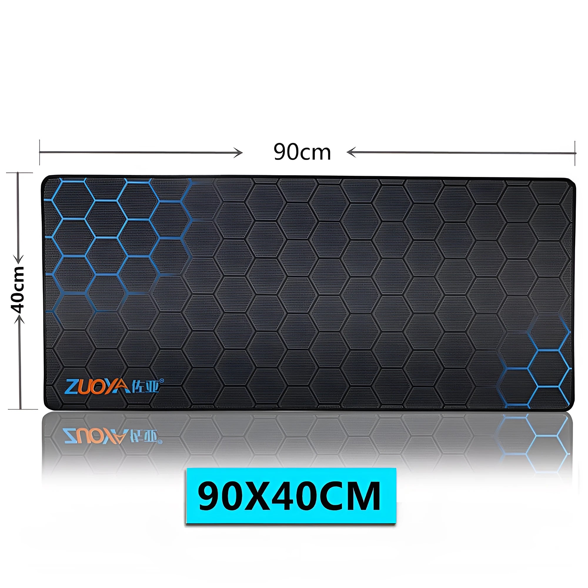 Silk surface desk mouse pad with non-slip rubber base in three size options on office desk