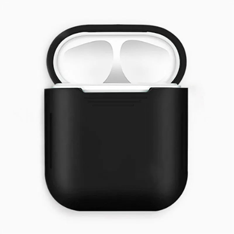 AirPods silicone protective case with anti-loss rope attached and shockproof earmuffs.