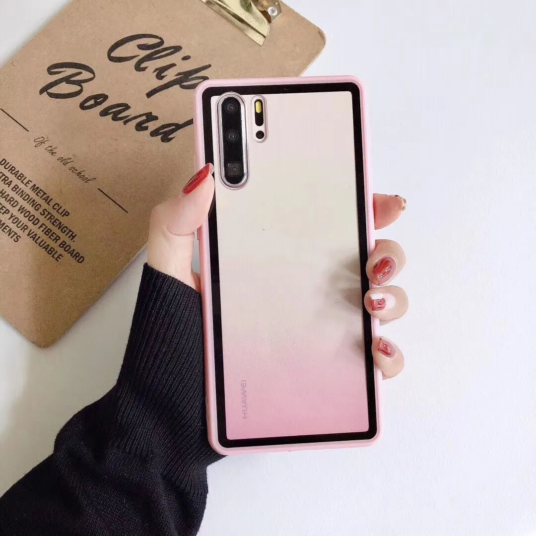 Huawei smartphone case with rainbow design on TPU+PC back cover in multiple colour options
