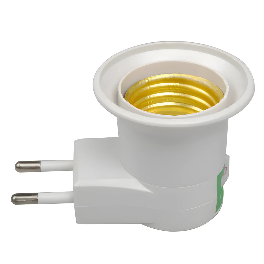 White E27 screw lamp holder adapter with switch for wall socket installation