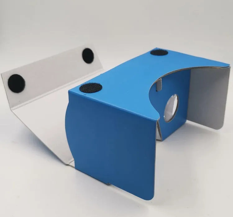 VR Cardboard Glasses viewer for smartphones with 3D lenses and adjustable straps in pink or white