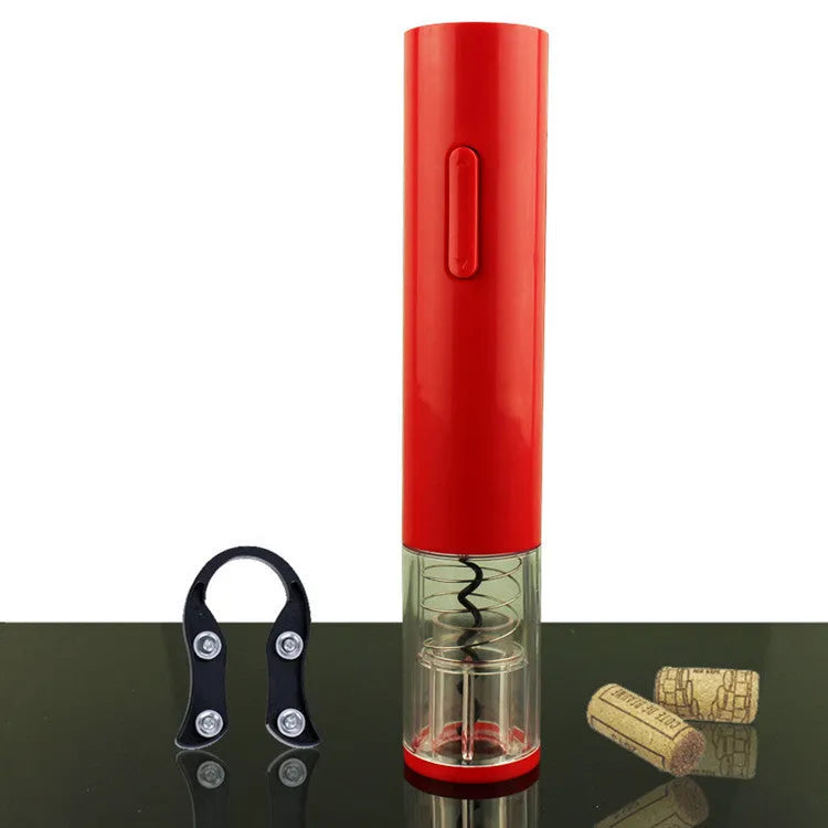 Automatic electric wine bottle opener with foil cutter in black, red, or white colours.