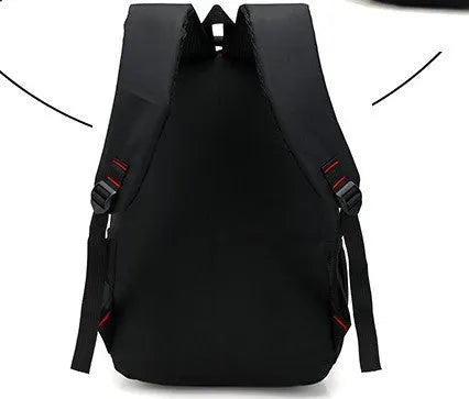 Blue Oxford fabric backpack with side zipper pockets and thick shoulder straps