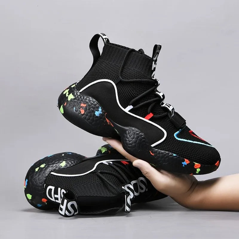 Men's camouflage pattern sneakers with mesh upper and rubber sole for summer running