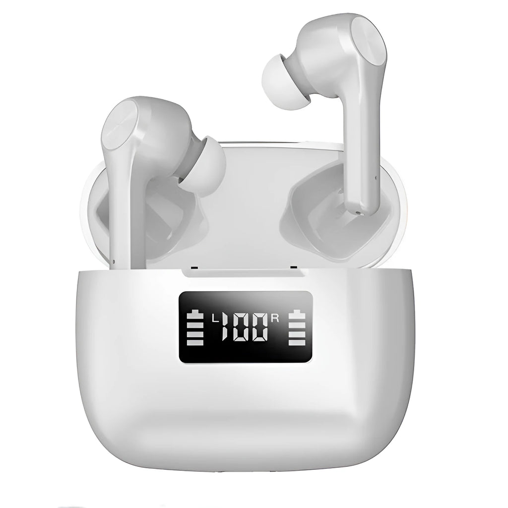 Touch control wireless Bluetooth earphones in cool black colour with charging case