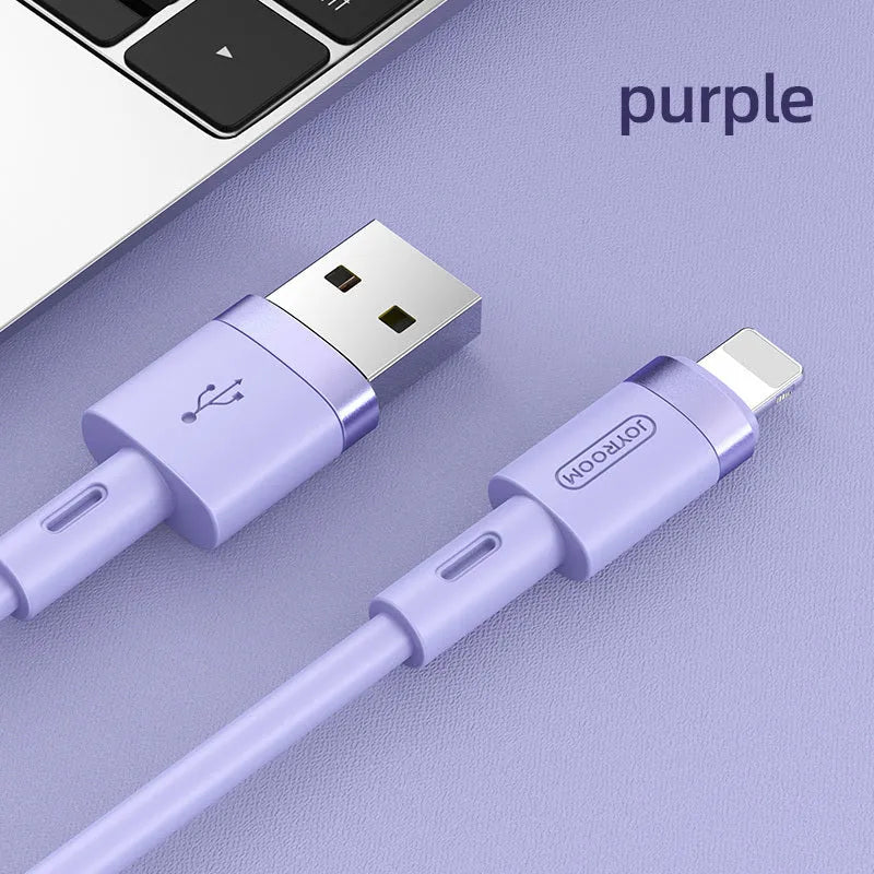 Type-C charging cable with straight connector in five colour options showing 1.2 metre length