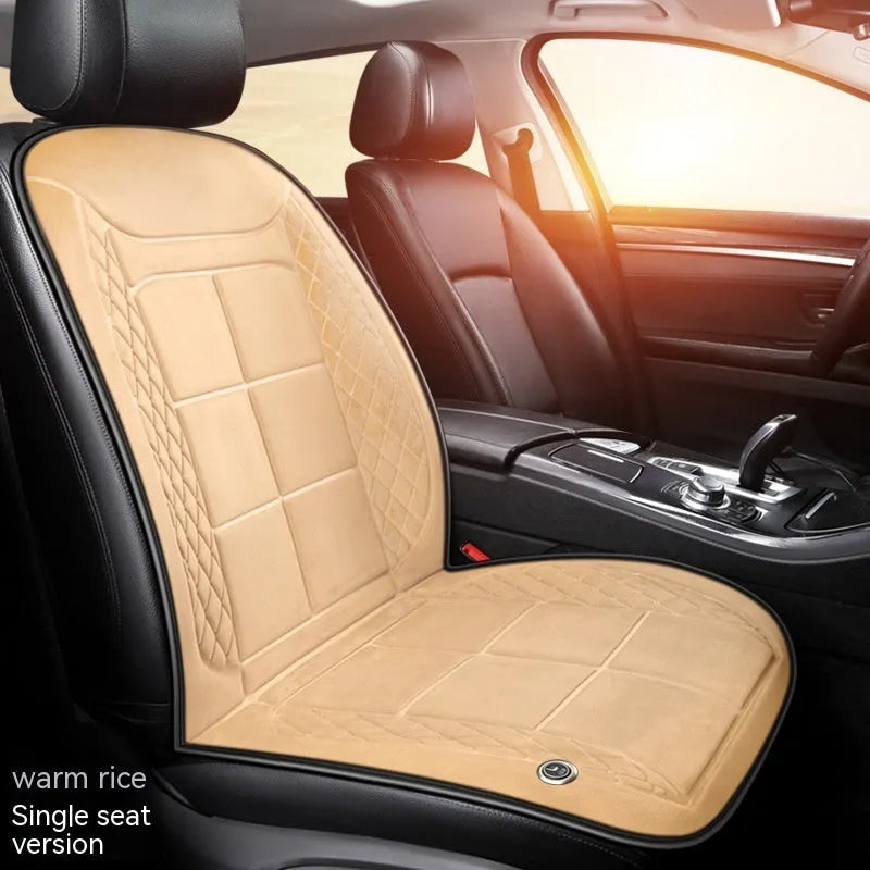 Automotive heating cushion in beige, black or coffee colours for single, double or rear car seats