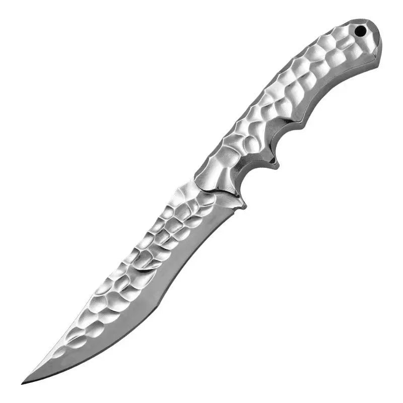 One-piece keel outdoor survival knife with 140mm 5CR13 blade, 120mm handle and 260mm full length