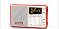 Tecsun Q3 digital audio player and FM radio in multiple colours on a white background.