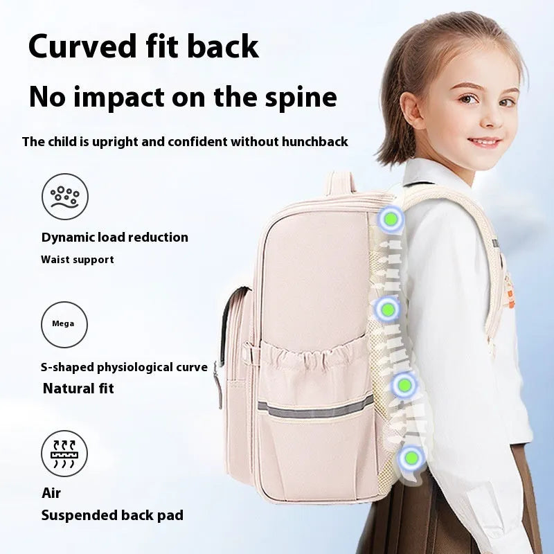 Grade 5-6 student schoolbag in Oxford cloth with large capacity, shown in multiple colour options