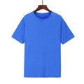 Men's black loose fit cotton t-shirt with short sleeves on a hanger.
