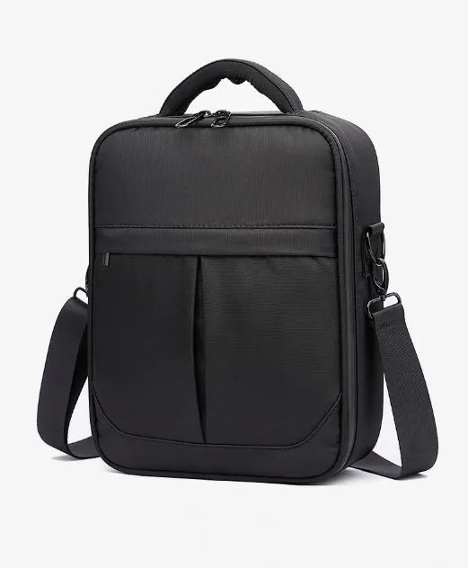 Black Oxford fabric men's messenger bag with adjustable shoulder strap and multiple compartments