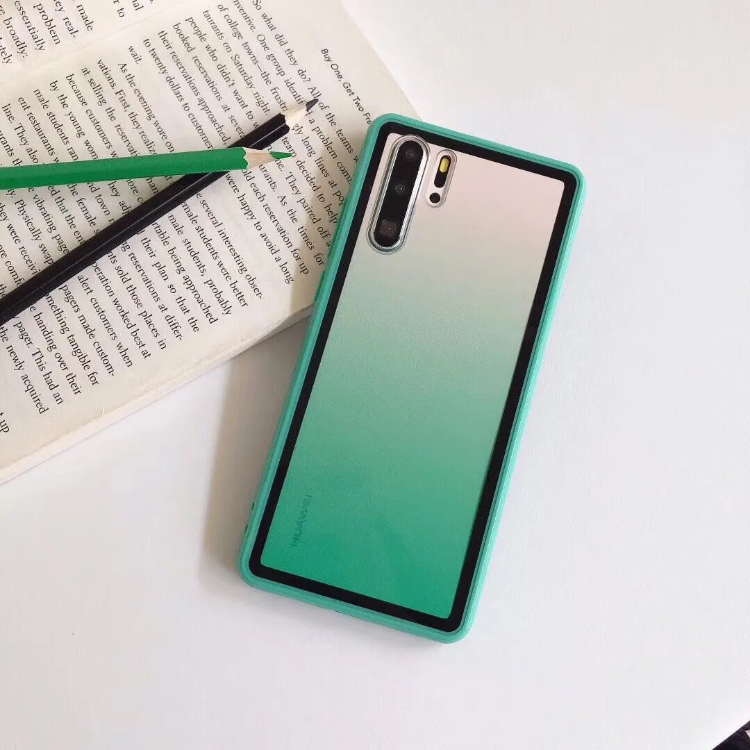 Huawei smartphone case with rainbow design on TPU+PC back cover in multiple colour options