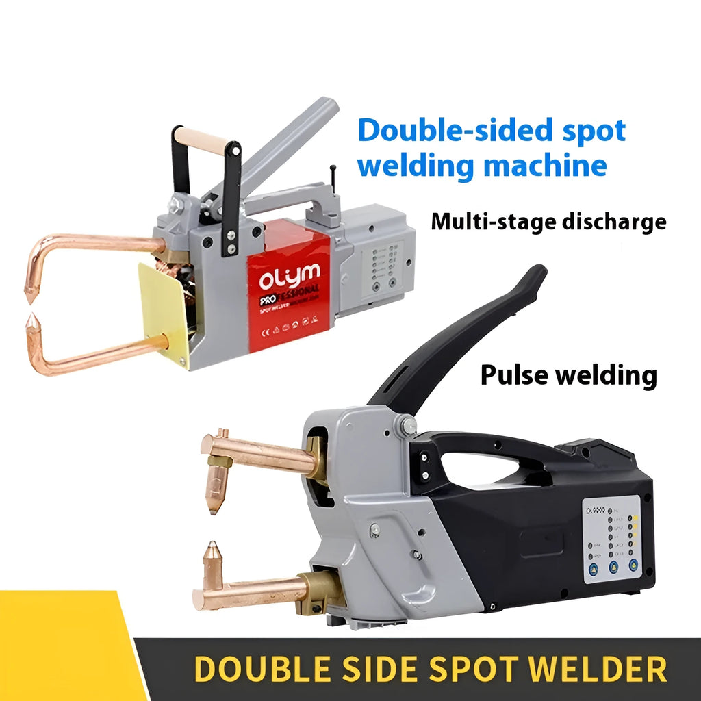 OL8000 double-sided spot welder with manual pulse control and welding heads for metal fabrication