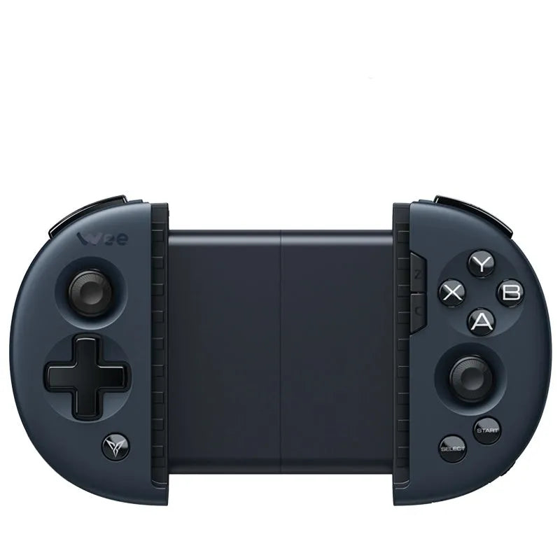 Feizhi Wee 2T mobile game controller in midnight blue with USB cable and stretchable handle.
