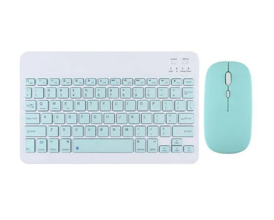 Bluetooth keyboard and rechargeable mouse set in quiet chic white colour for tablet and PC use