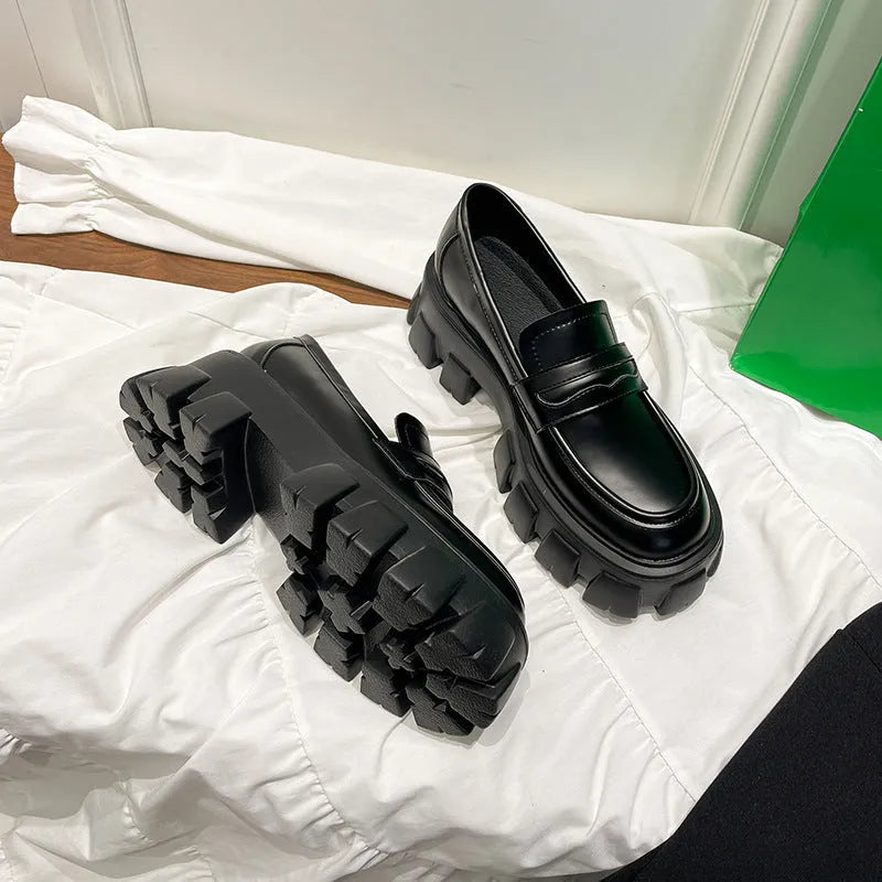British style wide fit loafers with a fat foot design and muffin base sole in matte or patent leather.