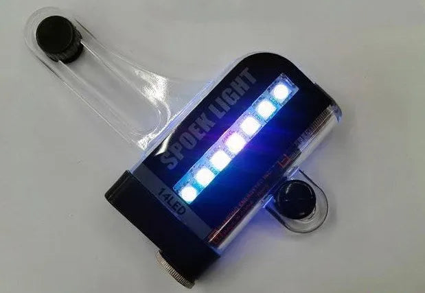 14 LED motorcycle bike light with 7 RGB full colour LEDs on front and back, 32 mode wire light