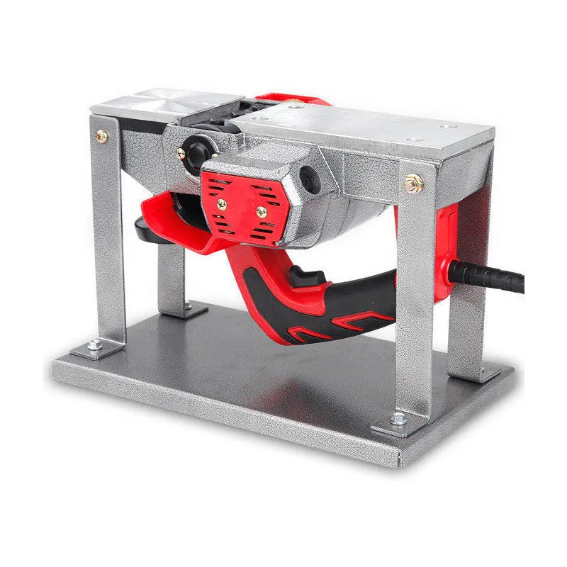 Black iron inverted bracket for electric planer measuring 285mm in length designed for flip chip woodworking operations