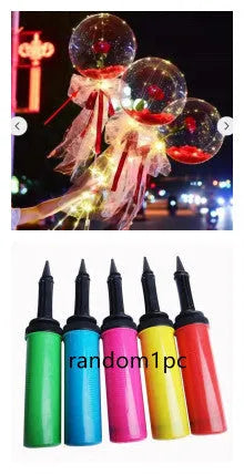 LED luminous transparent balloon with artificial rose and LED light illumination for party decoration