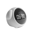 Digital alarm clock with pixel expression display, wake-up light, two alarms, snooze, in pink or white, 110x105x93mm
